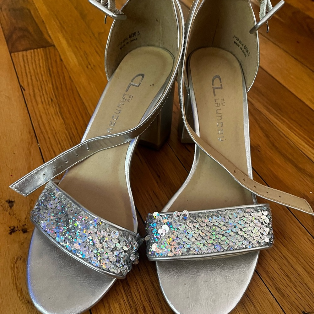 Silver Glitter Heels